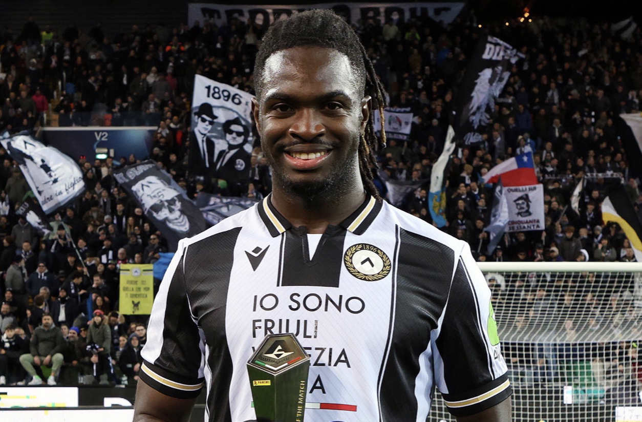 Oumar Solet, difensore dell'Udinese che piace al Napoli