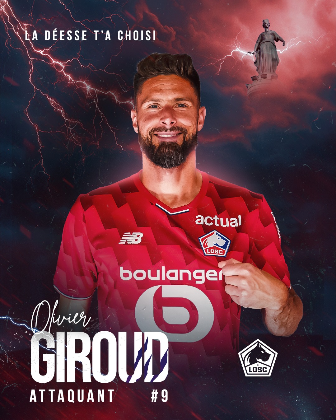 Olivier Giroud, nuovo attaccante del Lille (foto Lille)