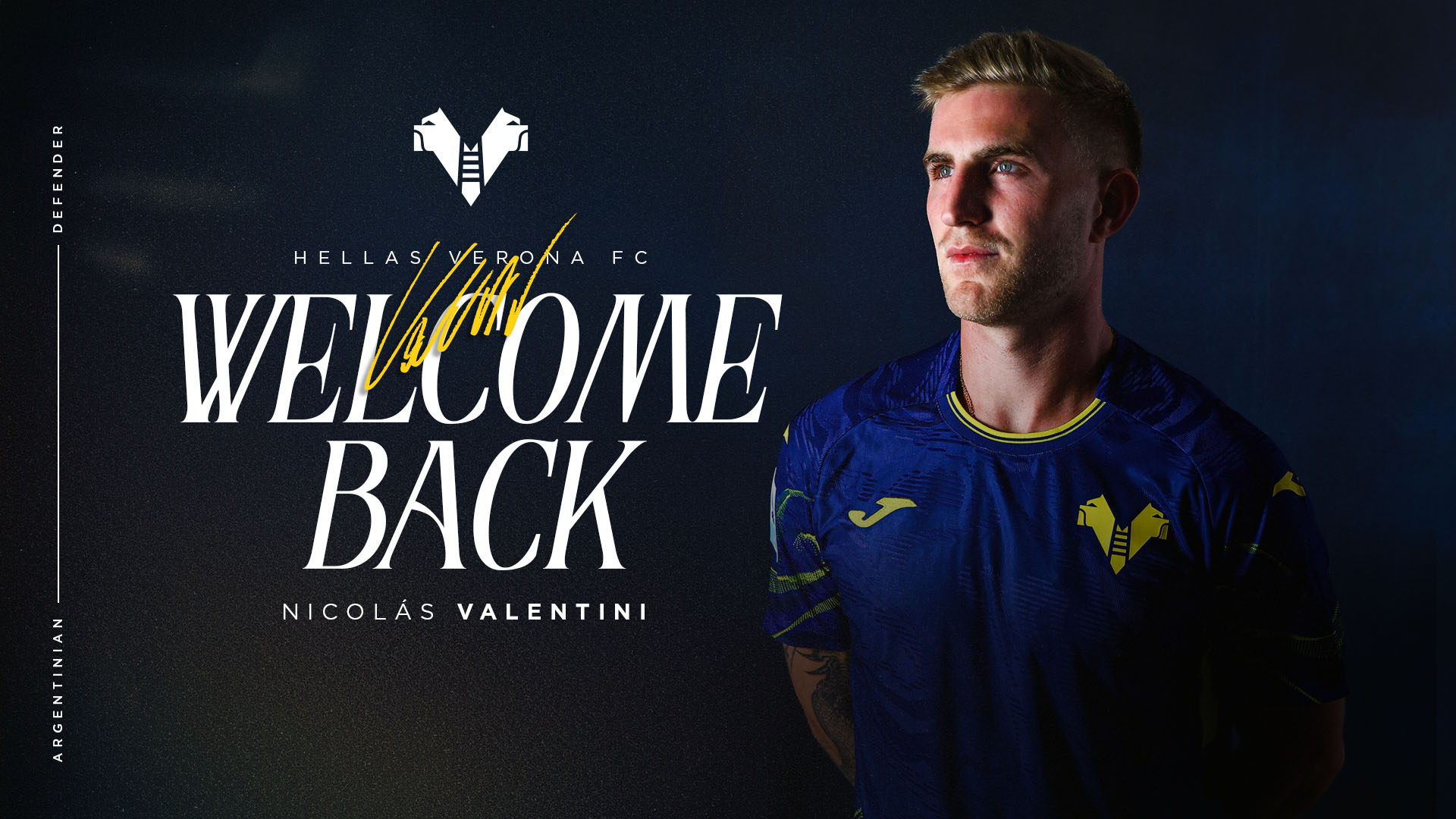 Nicolas Valentini, difensore dell'Hellas Verona (foto Hellas Verona)