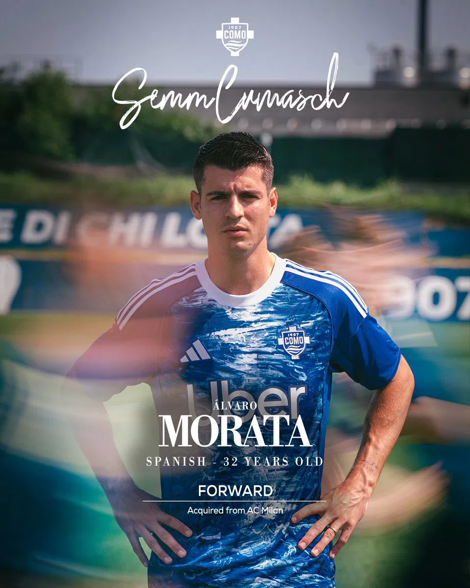 Alvaro Morata con la maglia del Como (foto Como)